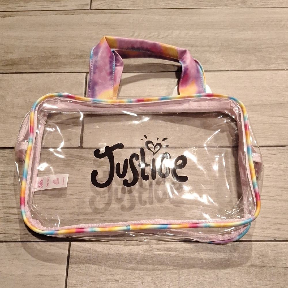 🍁justice Clear Tote with Multicolor Trim🍕
